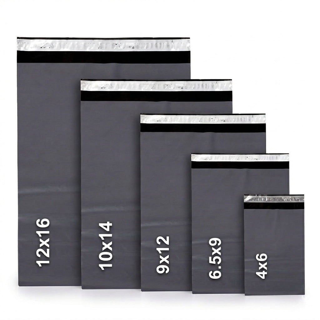 125 Mixed Grey Mailing Bags - 5 Sizes (25 Each) 4x6, 6.5x9, 9x12, 10x14, 12x16 Inches